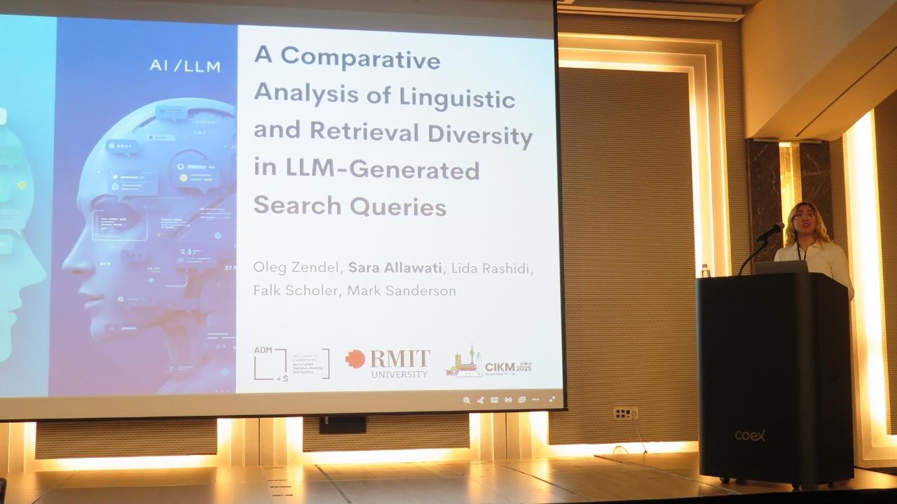 Sara Allawati presents research on LLM query generation at CIKM in South Korea