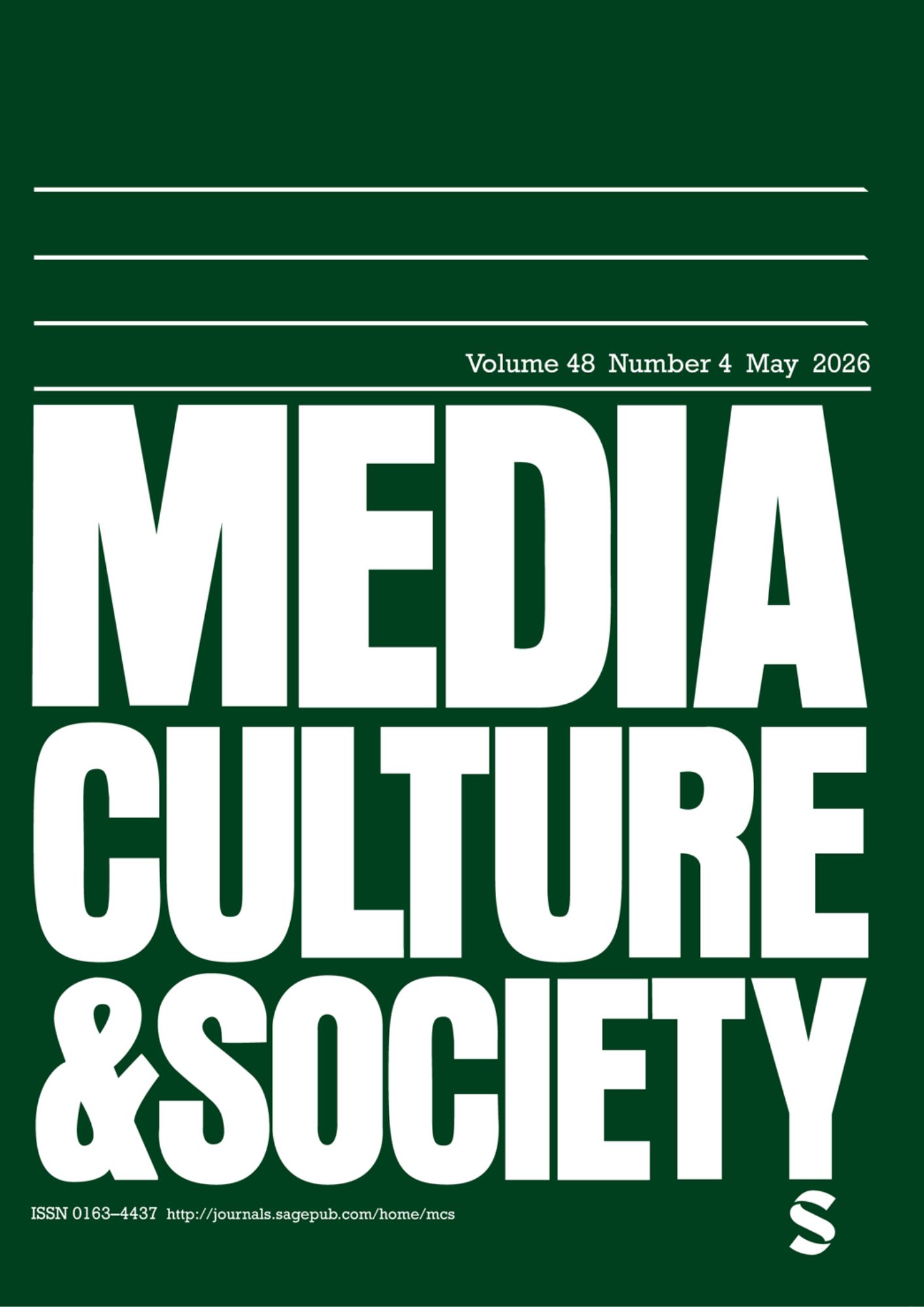Media Culture and Society journal cover