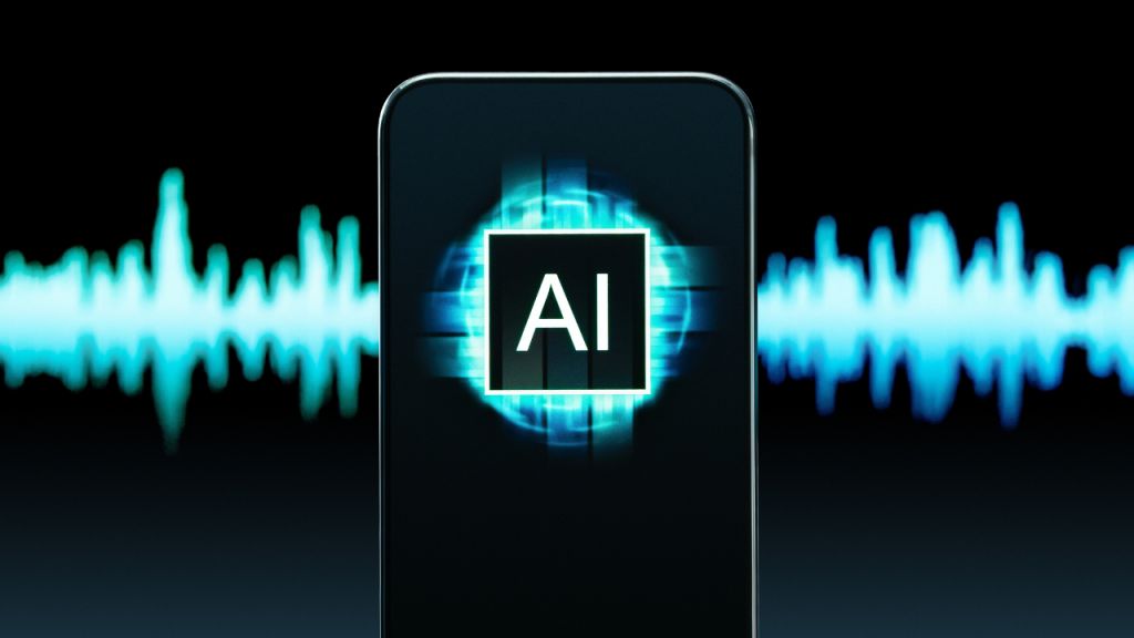 Phone with AI symbol and voice print