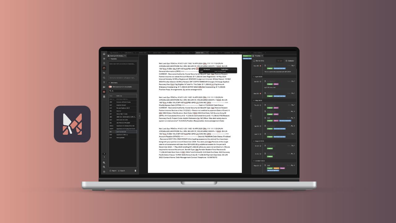 Mortar: Navigating and Sensemaking of Large Volumes of Client Documents and Case Files