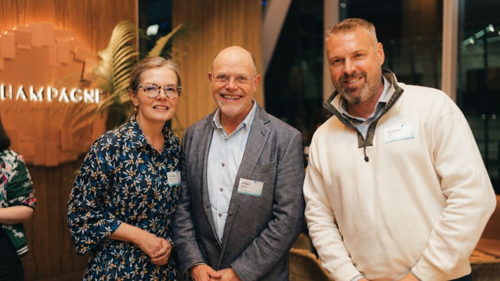 (L-R) Kamila Kramarczy (Interim Chief Operating Officer for the new ARC Centre of Excellence for Quality Work in a Digital Age), Professor Julian Thomas and Nick Walsh at the launch of ARTIC.