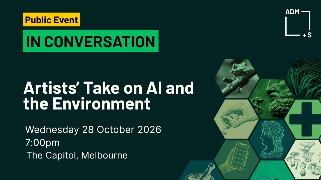 Event title on a collage of health & automation-themed images, all in shades of green.
