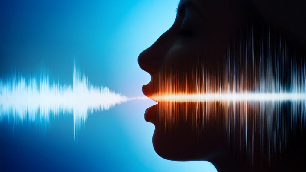 Voice print with human face silhouette