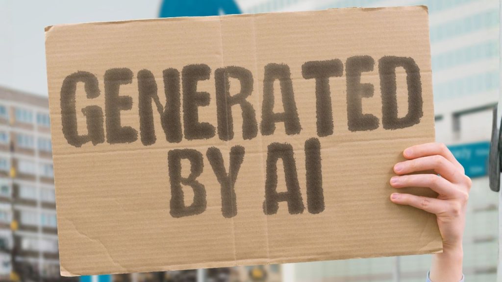 Generated by AI written on cardboard sign