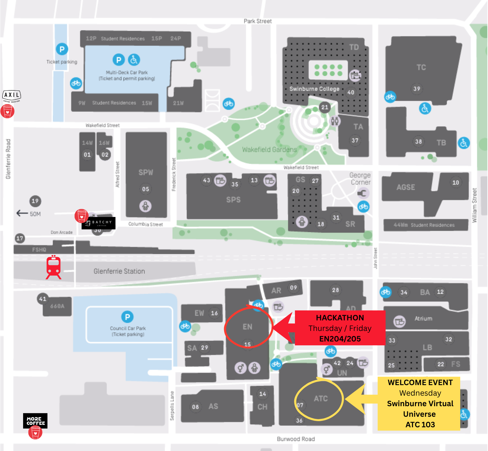A map of the Swinburne University Campus