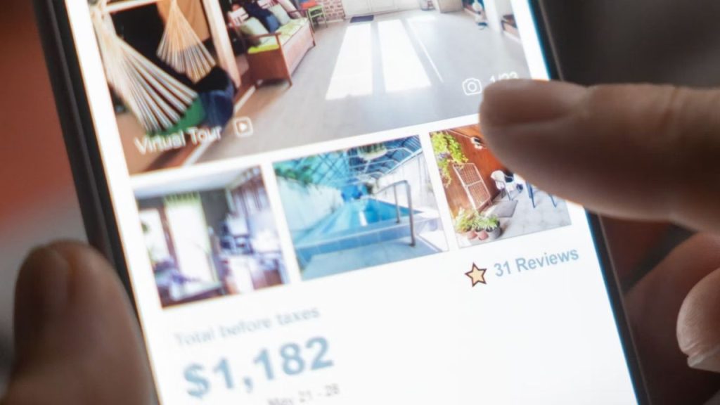 Image of a phone displaying a rental property